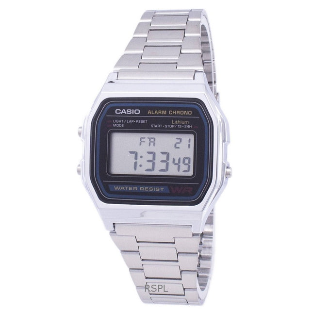 Refurbished Casio Digital Stainless Steel Daily Alarm Quartz A158WA-1DF Men's Watch