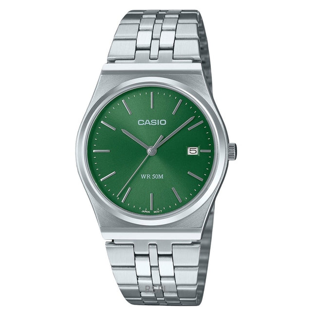 Refurbished Casio Standard Analog Stainless Steel Green Dial Quartz MTP-B145D-3AV Unisex Watch