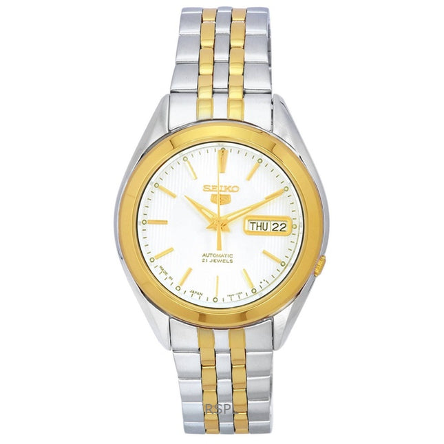 Refurbished Seiko 5 Two Tone Stainless Steel White Dial Automatic SNKL24J1 Men's Watch