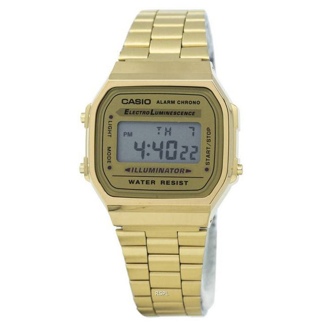 Refurbished Casio Vintage Digital Gold Tone Dial Quartz A168WG-9WDF A168WG-9W Unisex Watch