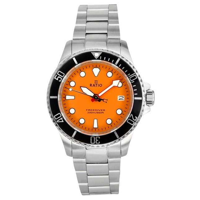 Refurbished Ratio FreeDiver Sapphire Stainless Steel Orange Dial Quartz RTF035 200M Men's Watch