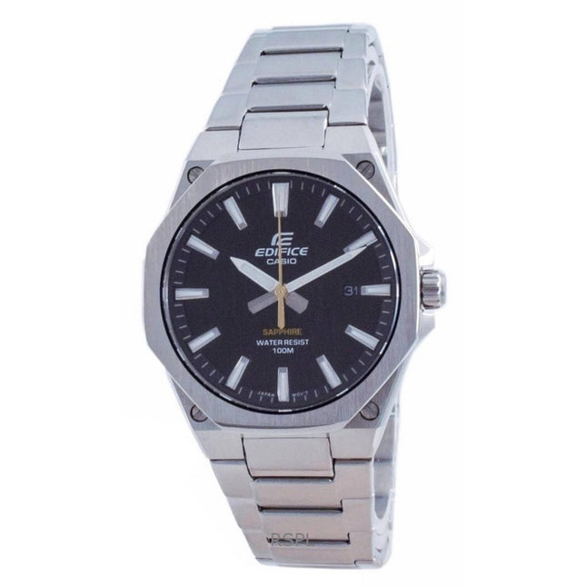 Refurbished Casio Edifice Slim Line Analog Stainless Steel Black Dial Quartz EFR-S108D-1A 100M Men's Watch