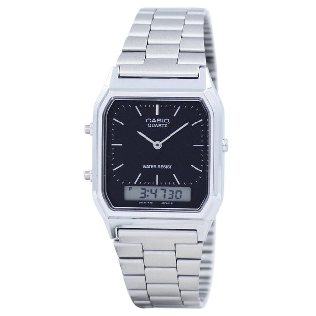 Refurbished Casio Youth Analog Digital Stainless Steel Black Dial Quartz AQ-230A-1DHDF Unisex Watch