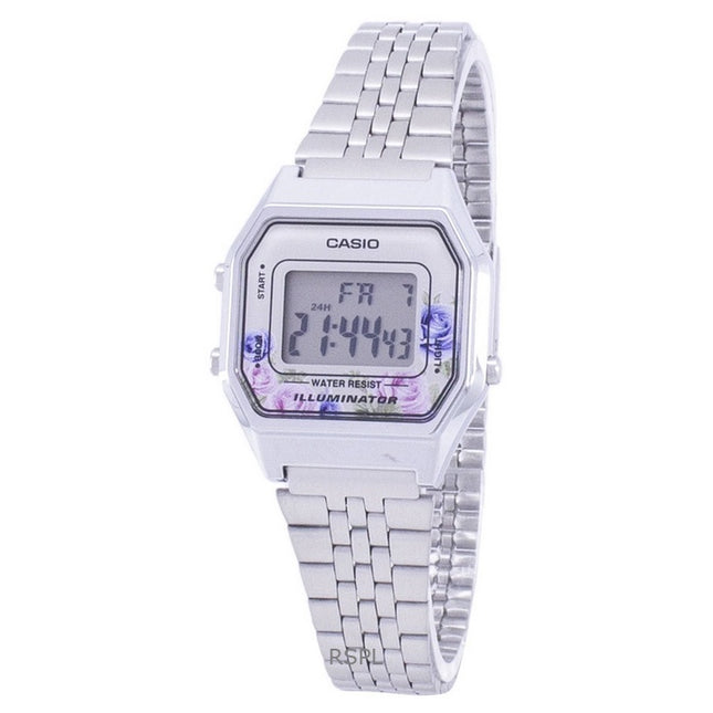 Refurbished Casio Vintage Youth Illuminator Digital Stainless Steel Quartz LA680WA-4C Women's Watch