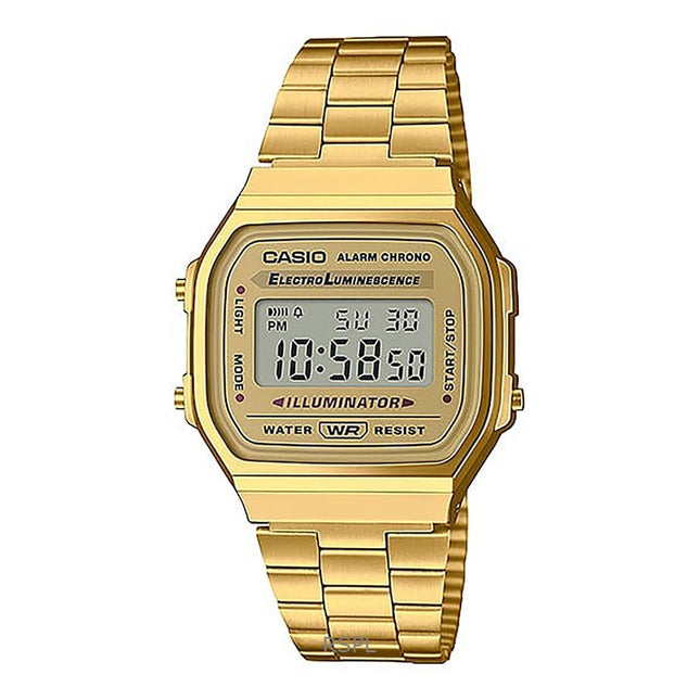 Refurbished Casio Digital Gold Tone Stainless Steel A168WG-9WDF Unisex Watch