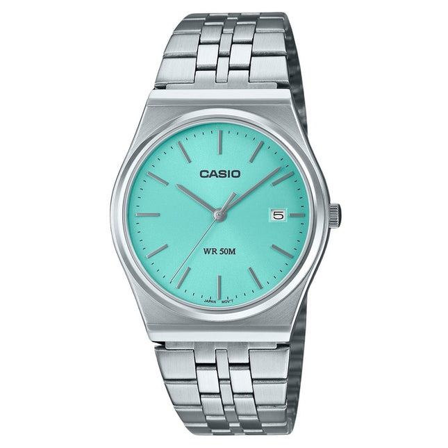 Refurbished Casio Standard Analog Stainless Steel Turquoise Dial Quartz MTP-B145D-2A1 Men's Watch