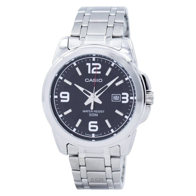 Refurbished Casio Enticer Analog Stainless Steel Black Dial Quartz MTP-1314D-1AVDF Men's Watch