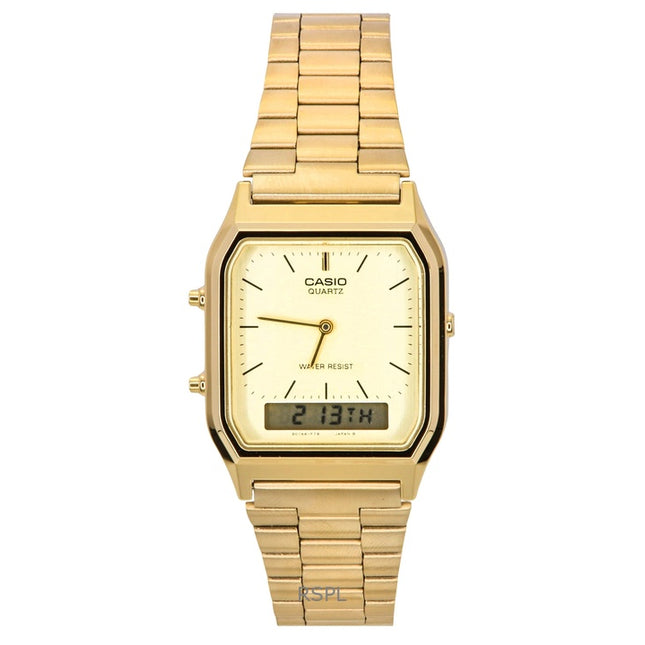 Refurbished Casio Analog Digital Gold Dial Quartz AQ-230GA-9DMQYES Men's Watch