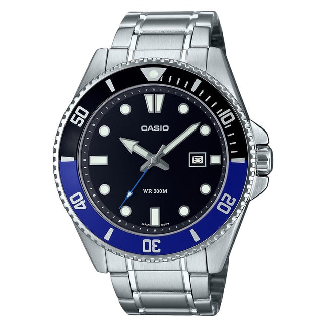 Refurbished Casio Standard Analog Stainless Steel Black Dial Quartz MDV-107D-1A2 200M Men's Watch