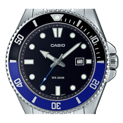 Refurbished Casio Standard Analog Stainless Steel Black Dial Quartz MDV-107D-1A2 200M Men's Watch