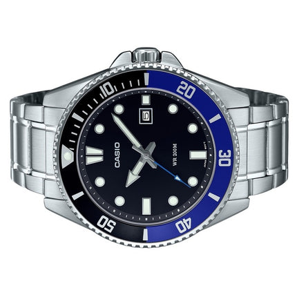 Refurbished Casio Standard Analog Stainless Steel Black Dial Quartz MDV-107D-1A2 200M Men's Watch