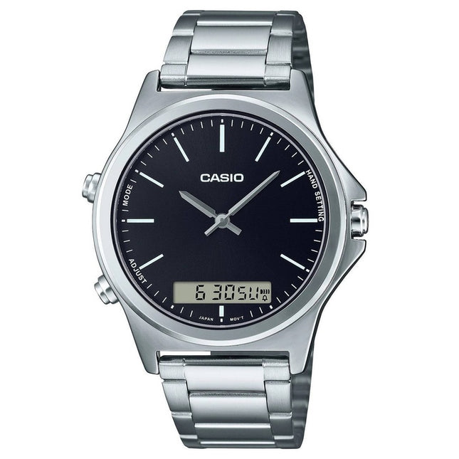 Refurbished Casio Analog Digital Stainless Steel Black Dial Quartz MTP-VC01D-1E Men's Watch