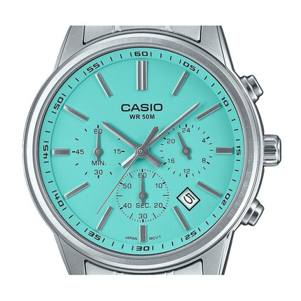 Refurbished Casio Standard Analog Chronograph Turquoise Dial Quartz MTP-E515D-2A2V Men's Watch