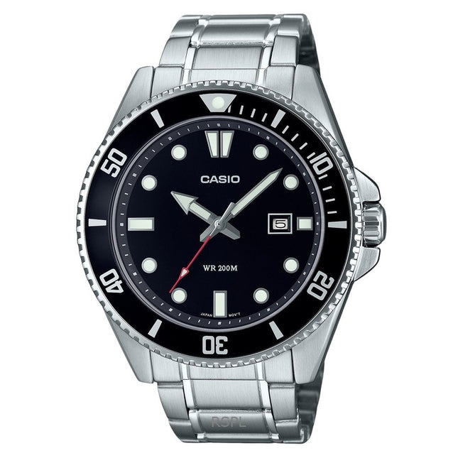 Refurbished Casio Standard Analog Stainless Steel Black Dial Quartz MDV-107D-1A1 200M Men's Watch