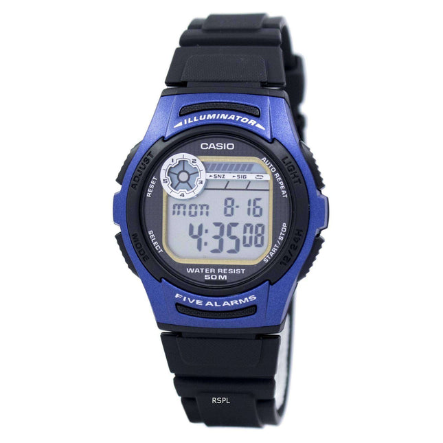 Casio Youth Digital 5 Alarms Illuminator W-213-2AVDF W-213-2AV Mens Watch