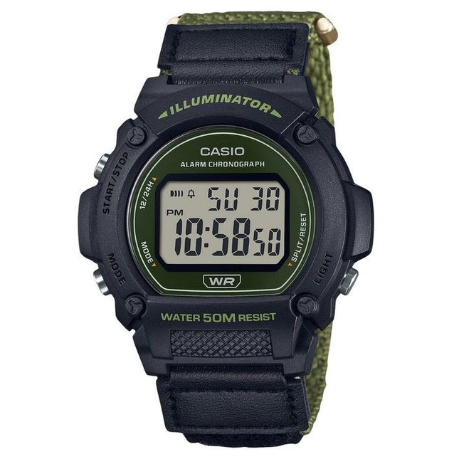 Casio Standard Green Digital Cloth Strap Quartz W-219HB-3AV Men's Watch