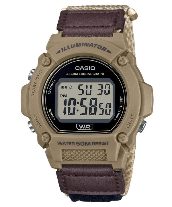 Casio Standard Brown Digital Cloth Strap Quartz W-219HB-5AV Men's Watc