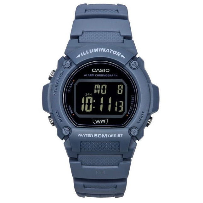 Casio Standard Illuminator Digital Light Blue Resin Strap Quartz W-219HC-2B Men's Watch