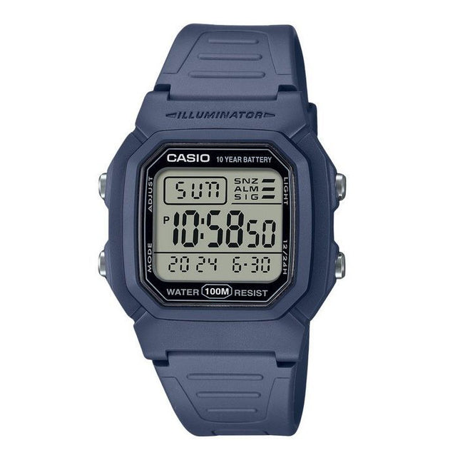 Casio Digital Resin Strap Light Blue Quartz W-800H-2AV 100M Men's Watch