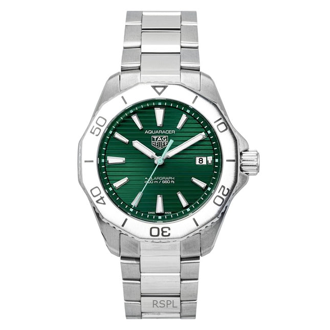 Tag Heuer Aquaracer Solargraph Stainless Steel Green Dial Quartz Diver's WBP1115.BA0000 200M Men's Watch