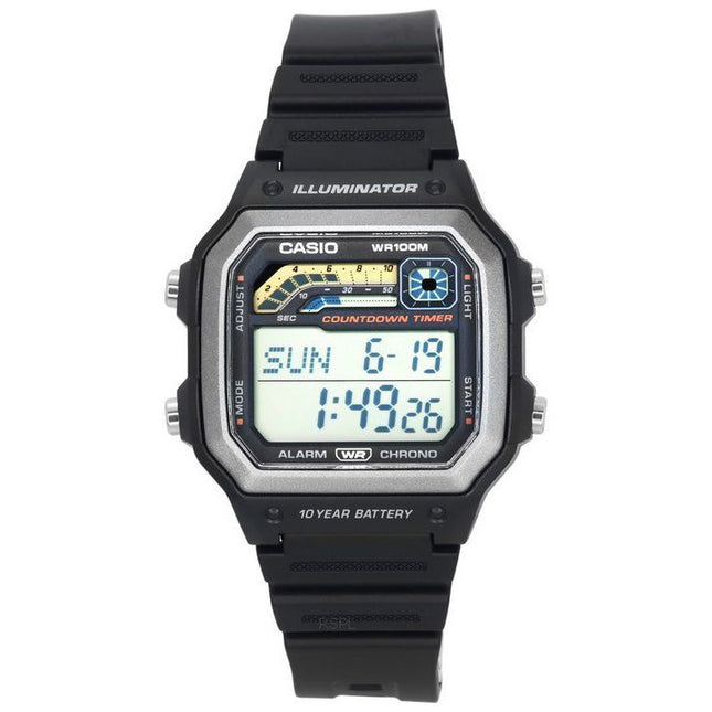 Casio Standard Digital Black Resin Strap Quartz WS-1600H-1A 100M Men's Watch
