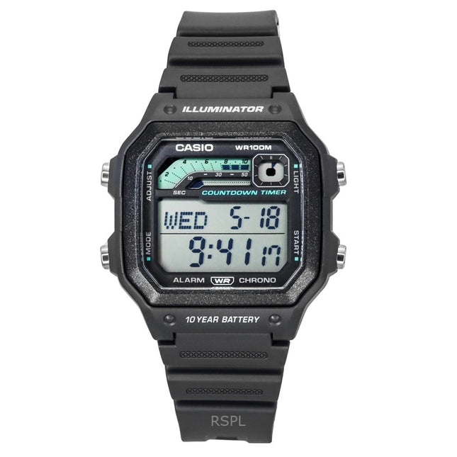 Casio Standard Digital Resin Strap Gray Quartz WS-1600H-8AV 100M Men's Watch