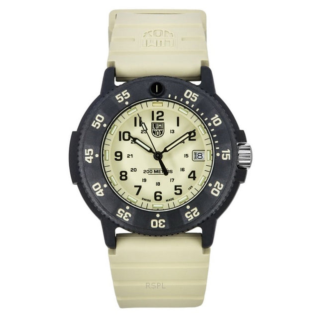 Luminox Original Navy Seal EVO Rubber Strap Beige Dial Quartz Diver's XS.3010.EVO.S 200M Men's Watch