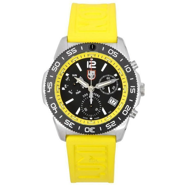 Luminox Pacific Diver Chronograph Yellow Rubber Strap Black Dial Quartz Diver's XS.3145 200M Men's Watch