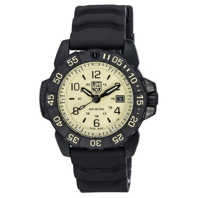 Luminox Navy SEAL Foundation Rubber Strap Beige Dial Swiss Quartz Military Divers XS.3251.CBNSF.SET 200M Men's Watch With Strap