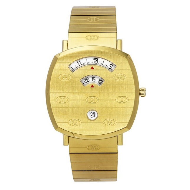 Gucci Grip Gold Tone Stainless Steel Gold Dial Quartz YA157409 Unisex Watch