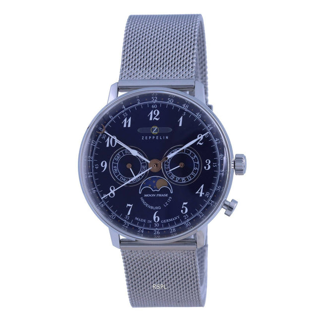 Zeppelin LZ 129 Hindenburg Moon Phase Blue Dial Quartz 7036M-3 7036M3 Men's Watch