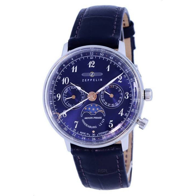 Zeppelin LZ129 Hindenburg Moonphase Blue Dial Quartz 7037-3 70373 Women's Watch