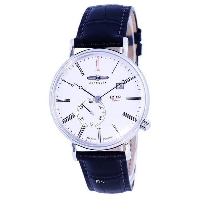 Zeppelin LZ120 Rome Leather Strap White Dial Quartz 7134-1 71341 Mens Watch
