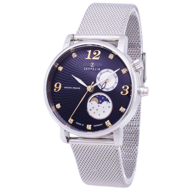 Zeppelin Series Luna Moon Phase Germany Made 7637M-3 7637M3 Women's Watch