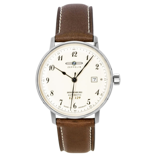 Zeppelin LZ129 Hindenburg Leather Strap Beige Dial Automatic 80565 Men's Watch