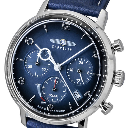 Zeppelin LZ 129 Hindenburg Chronograph Leather Strap Blue Dial Solar 80863n Men's Watch