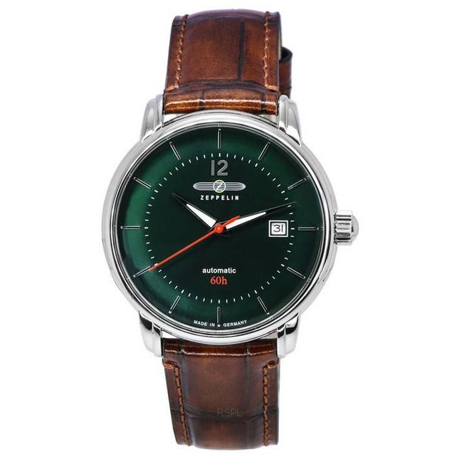 Zeppelin LZ 120 Bodensee Leather Strap Dark Green Dial Automatic 81604 Men's Watch