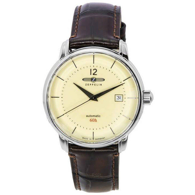 Zeppelin LZ 120 Bodensee Leather Strap Beige Dial Automatic 81605 Men's Watch