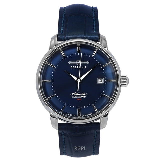 Zeppelin Atlantic Leather Strap Blue Dial Automatic 84603 Men's Watch