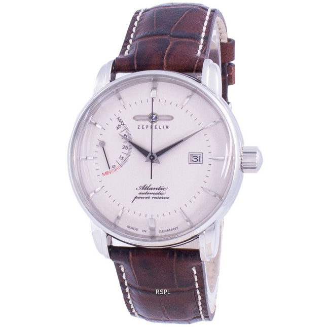 Zeppelin Atlantik White Dial Leather Strap Automatic 8462-5 84625 Men's Watch