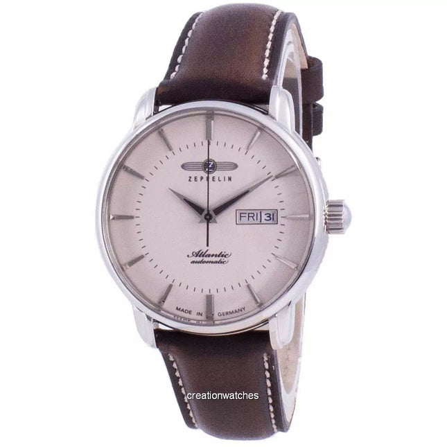 Refurbished Zeppelin Atlantic Beige Dial Leather Strap Automatic 8466-5 84665 Men's Watch