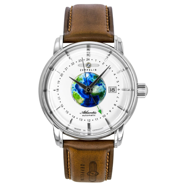 Zeppelin Atlantic GMT Leather Strap Beige Dial Automatic 84685 Men's Watch