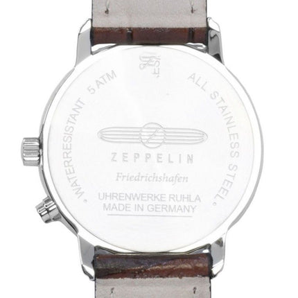 Zeppelin Friedrichshafen Moon Phase Leather Strap White Dial Quartz 85371 Women's Watch
