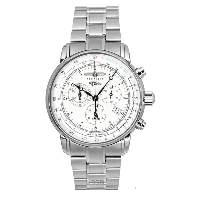 Zeppelin 100 Jahre Chronograph Stainless Steel Beige Dial Quartz 8680MB3 Men's Watch