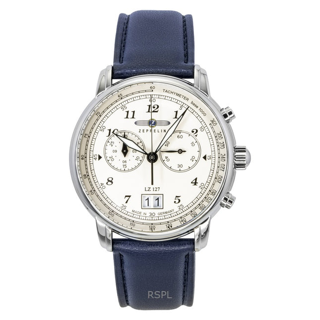 Zeppelin LZ127 Chronograph Vegan Leather Strap Beige Dial Quartz 86841 Men's Watch