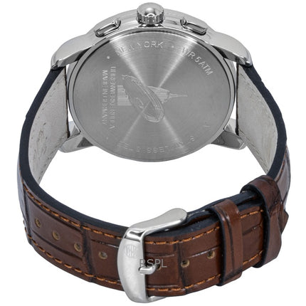 Zeppelin New York Chronograph Leather Strap White Dial Quartz 88784 Men's Watch