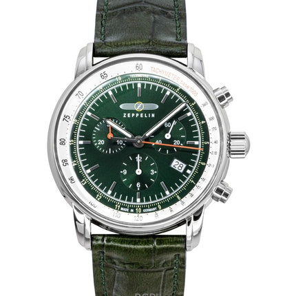 Zeppelin LZ 14 Marine Chronograph Leather Strap Green Dial Quartz 88884 Men's Watch