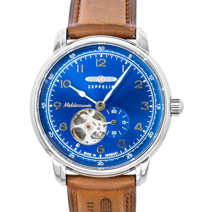 Zeppelin Mediterranee Leather Strap Open Heart Blue Dial Automatic 96663 Men's watch