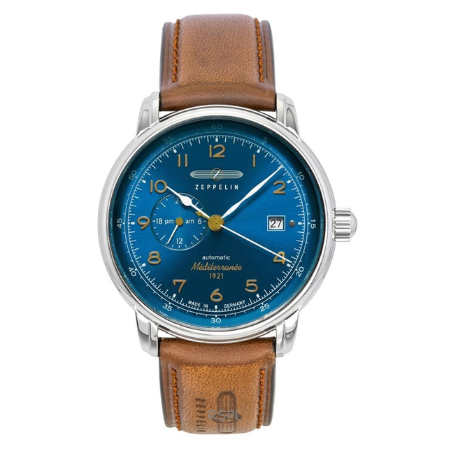 Zeppelin Mediterranee Leather Strap Blue Dial Automatic 96683 Men's Watch