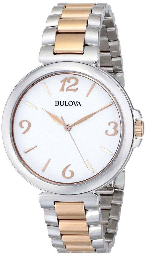 Bulova Two Tone White Dial Quartz 98L195 Womens Watch